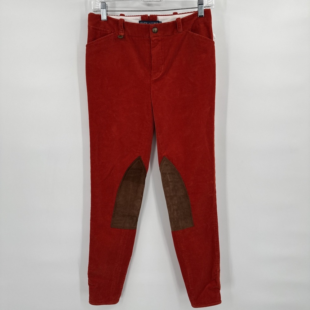 Vintage Polo Ralph Lauren Riding Pants Corduroy Leather Patch Ankle‎ Size 4